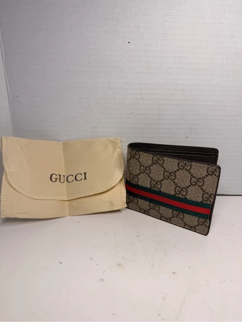 Gucci GG Supreme Canvas Bifold Wallet with Web Stripe